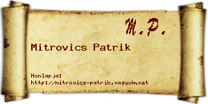 Mitrovics Patrik névjegykártya